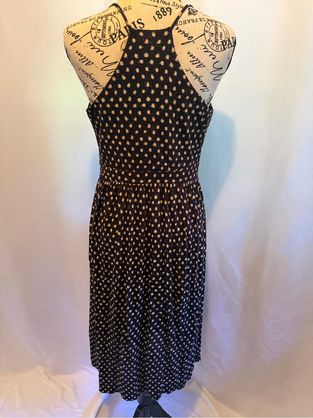 Loft Navy blue Polka Dot Spaghetti Strap Dress - Classic Summer Style - Picture 2 of 5